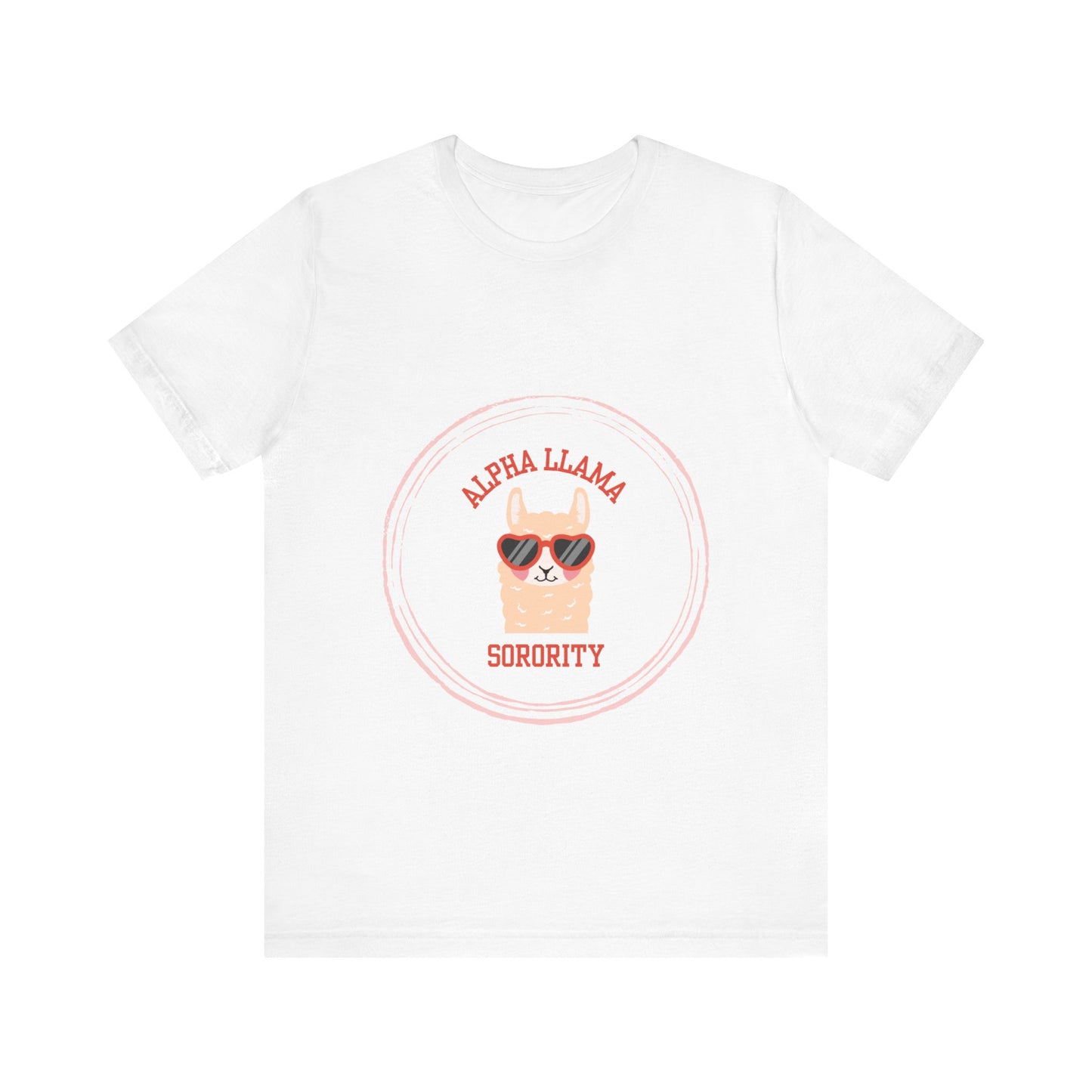 Alpha Llama Sorority (Llama with Heart Sunglasses) Unisex Jersey Short Sleeve Tee
