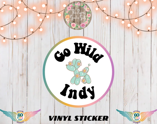 Go Wild Indy Balloon Dog Vinyl Holographic Sticker