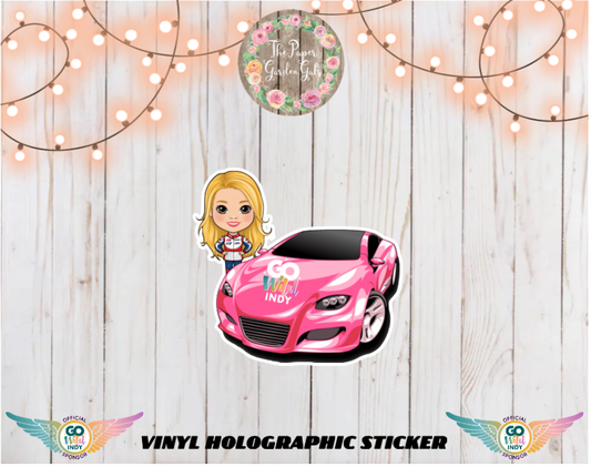 Go Wild Indy Racecar Driver Vinyl Holographic Sticker