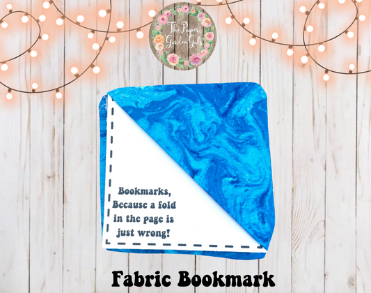 Marble Blue Fabric Bookmark