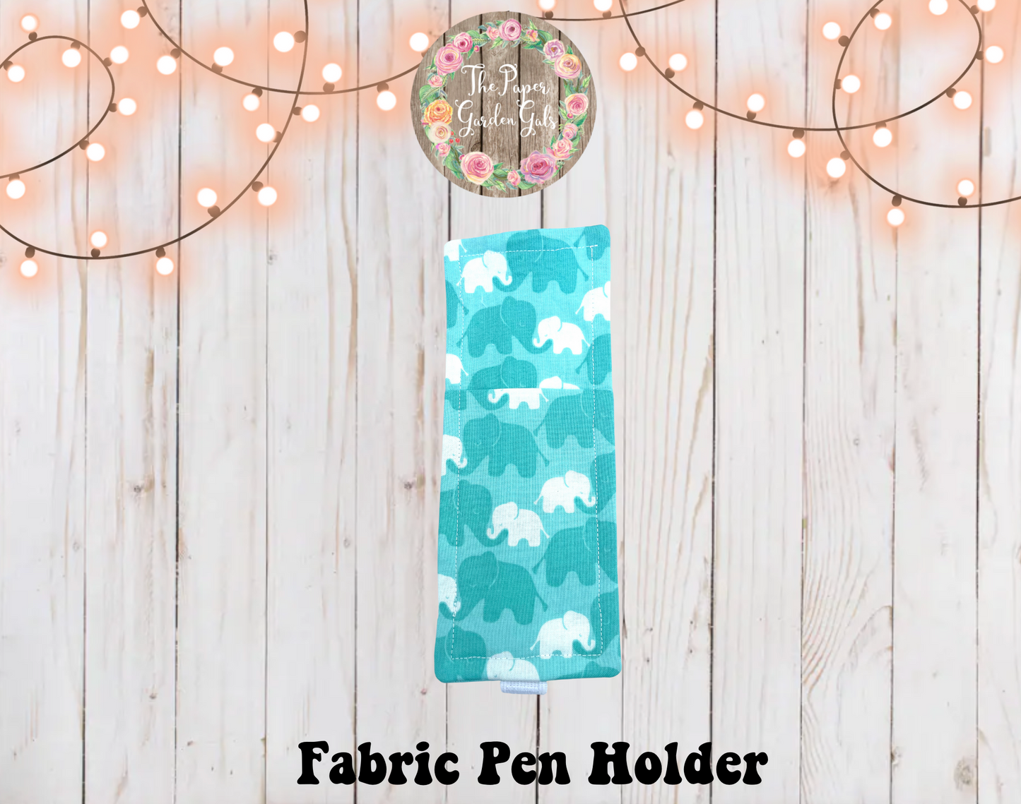 Elastic Fabric Pen Holder - Elephants