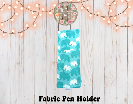 Elastic Fabric Pen Holder - Elephants