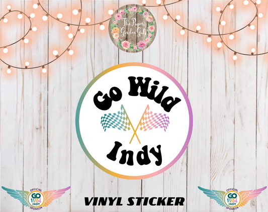 Go Wild Indy Flags Vinyl Holographic Sticker