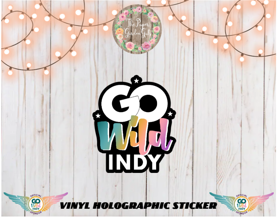 Go Wild Indy Logo Black Vinyl Holographic Sticker