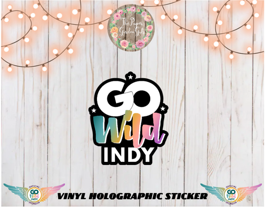 Go Wild Indy Logo Black Vinyl Holographic Sticker