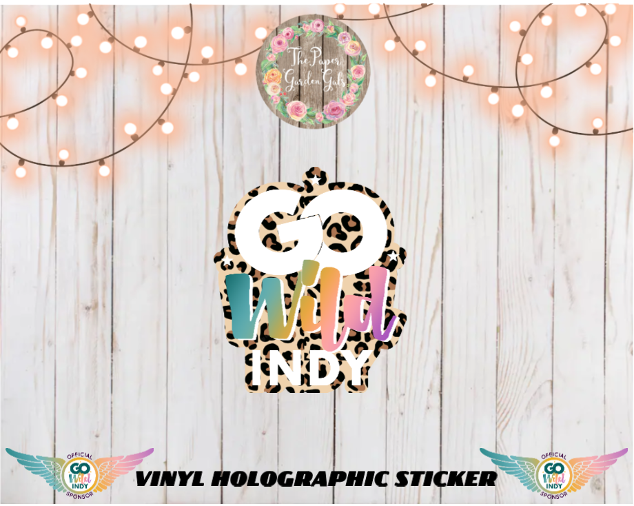 Go Wild Indy Logo Cheetah Vinyl Holographic Sticker