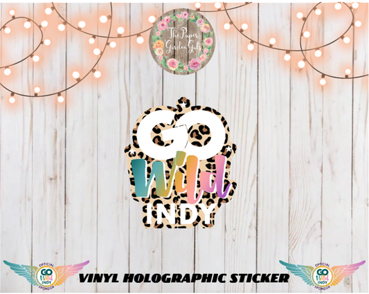 Go Wild Indy Logo Cheetah Vinyl Holographic Sticker