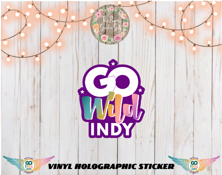 Go Wild Indy Logo Purple Vinyl Holographic Sticker