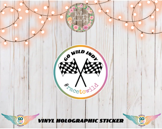 Go Wild Indy Flags Vinyl Holographic Sticker (Black Outline)