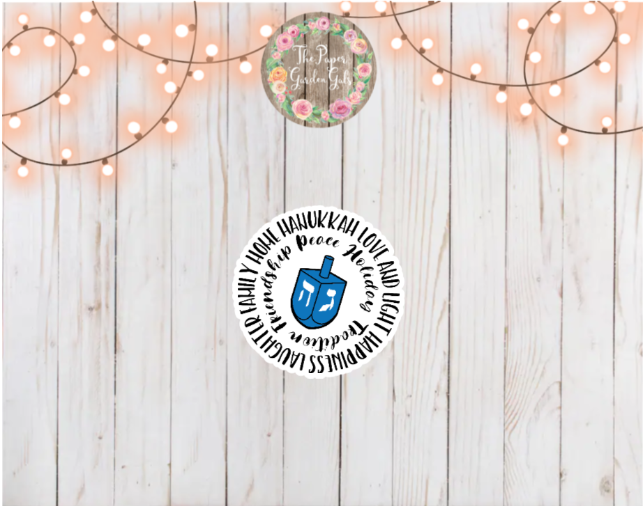 Hanukkah Dreidel and Sayings Holographic Vinyl Sticker