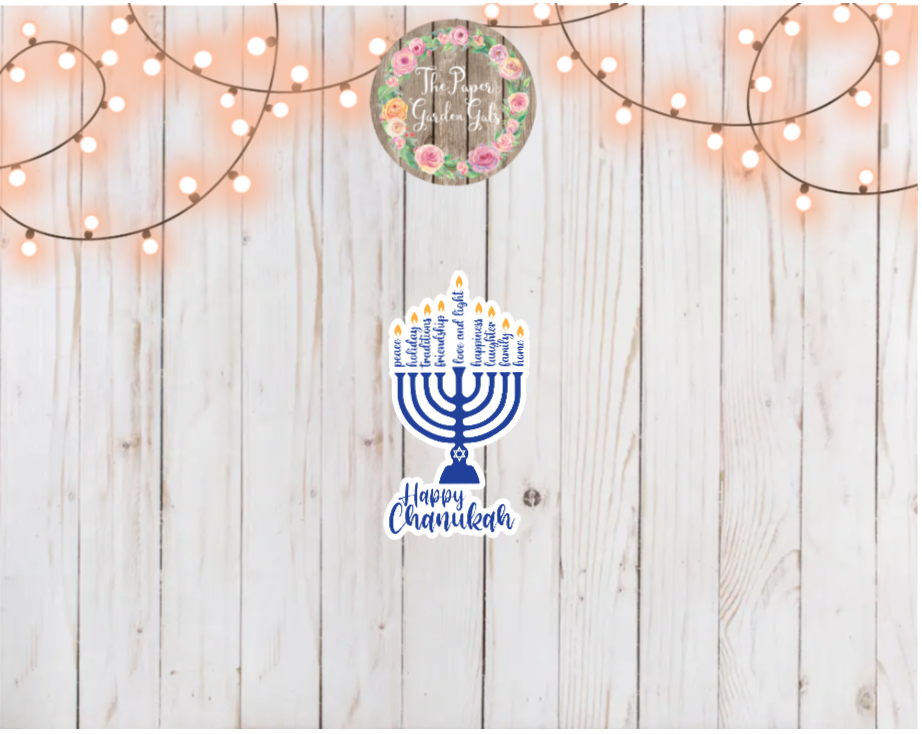 Happy Chanukah Menorah Holographic Vinyl Sticker