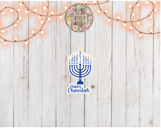 Happy Chanukah Menorah Holographic Vinyl Sticker