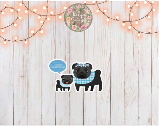 Happy Hanukkah Pugs Holographic Vinyl Sticker