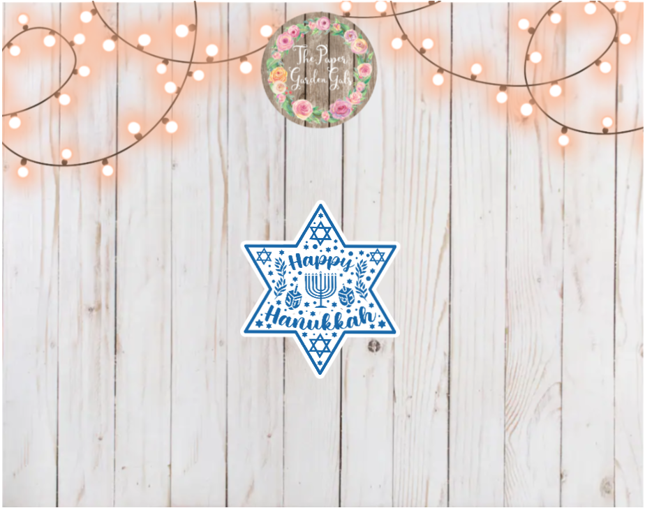 Happy Hanukkah Star of David Holographic Vinyl Sticker