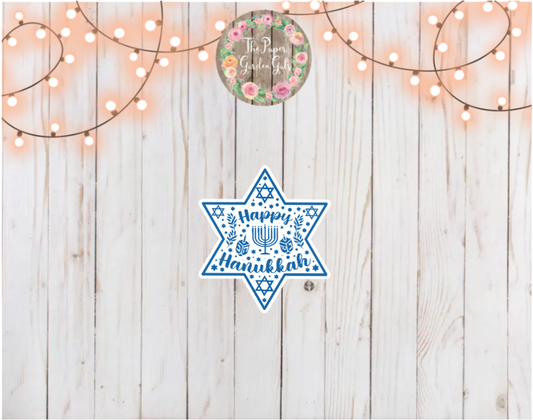 Happy Hanukkah Star of David Holographic Vinyl Sticker