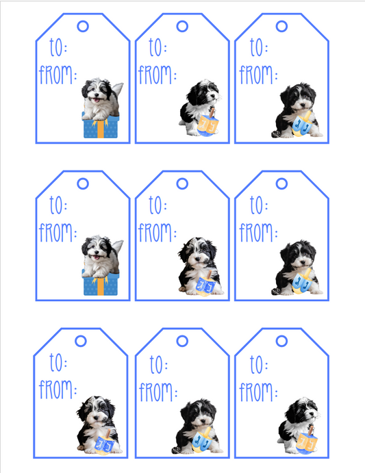 Havanese Hanukkah Printable Gift Tags