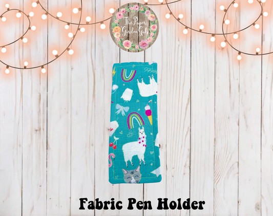 Elastic Fabric Pen Holder - Llamas
