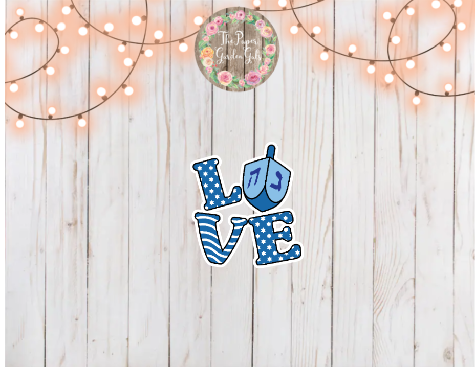 Dreidel Love Holographic Vinyl Sticker