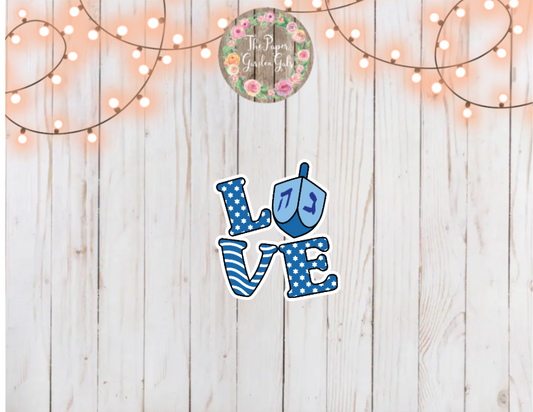 Dreidel Love Holographic Vinyl Sticker