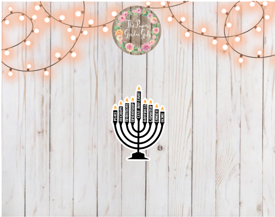 Menorah Quote Candles Holographic Vinyl Sticker