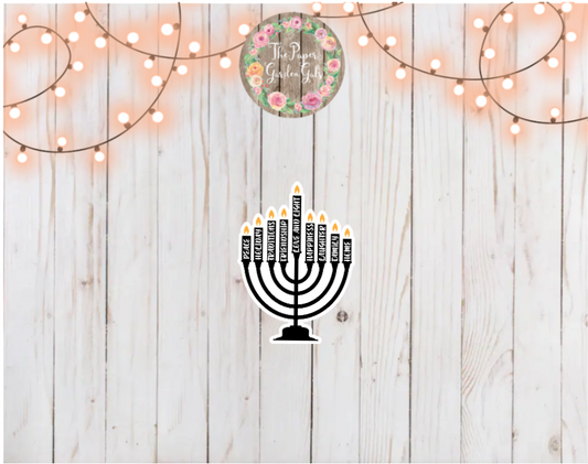 Menorah Quote Candles Holographic Vinyl Sticker