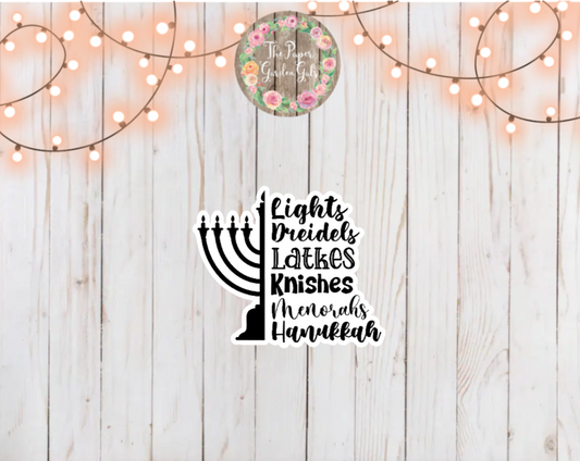 Menorah Hanukkah Sayings Holographic Vinyl Sticker