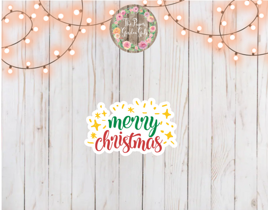 Merry Christmas Holographic Vinyl Sticker
