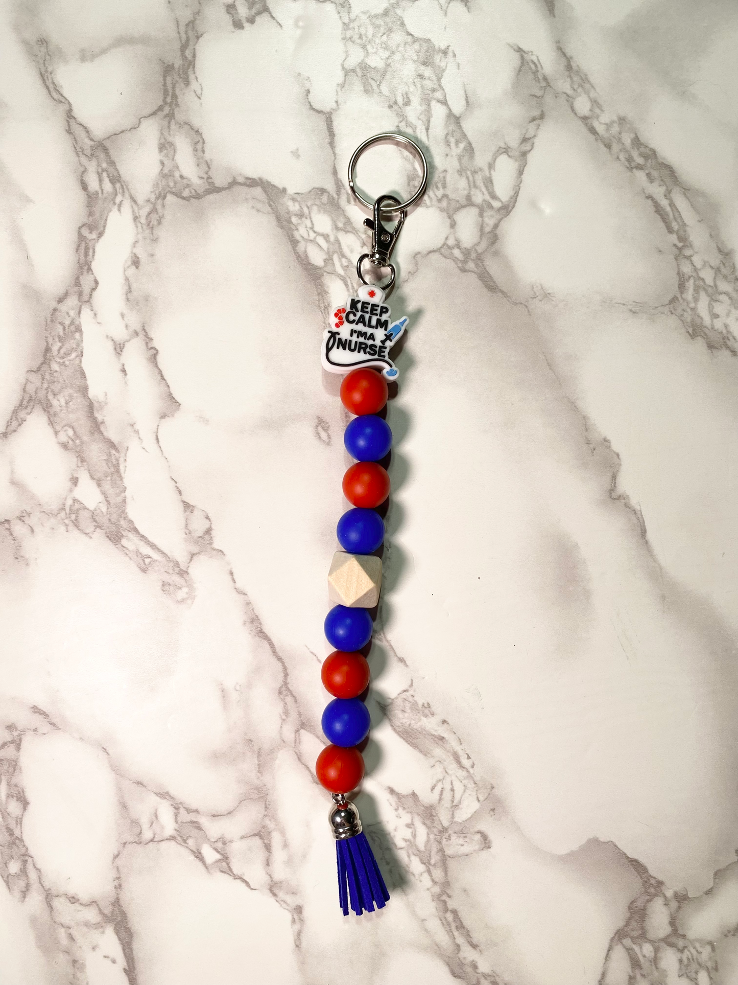 Nurse Themed Beaded Keychain with Tassel