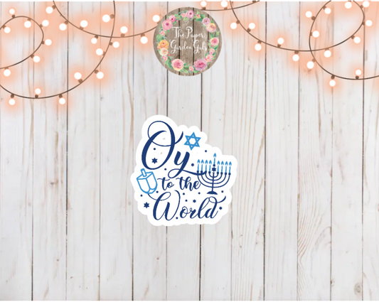 Oy to the World Holographic Vinyl Sticker