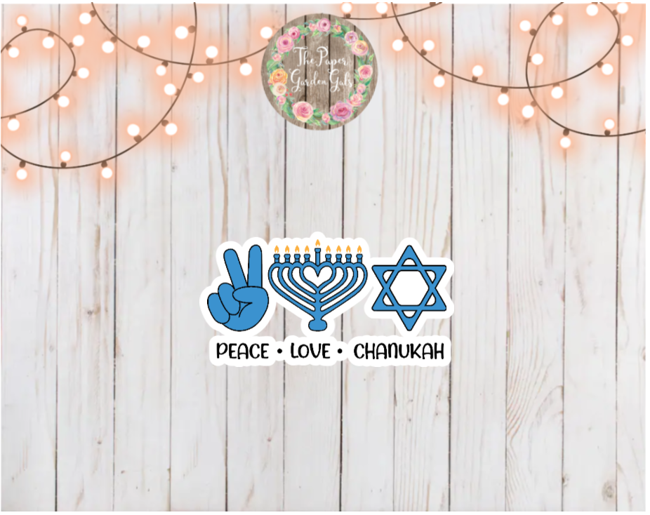 Peace Love Hanukkah Holographic Vinyl Sticker