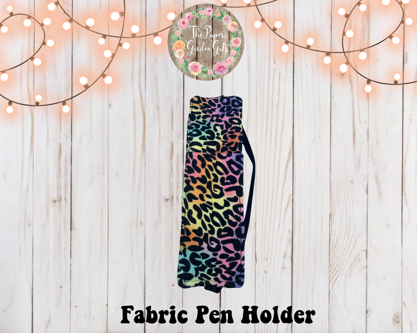 Elastic Fabric Pen Holder - Rainbow Cheetah