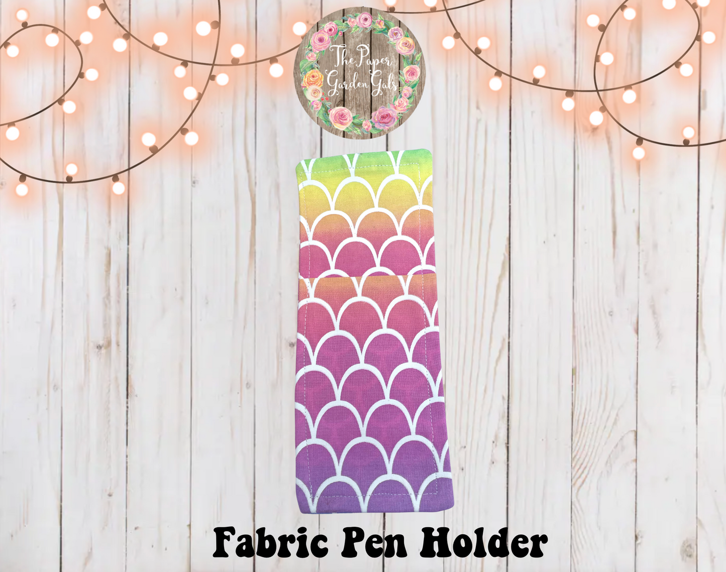 Elastic Fabric Pen Holder - Rainbow Scallops