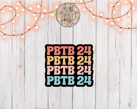 PBTB 24 Retro Holographic Vinyl Sticker - Planning by the Beach Style (Black Background)