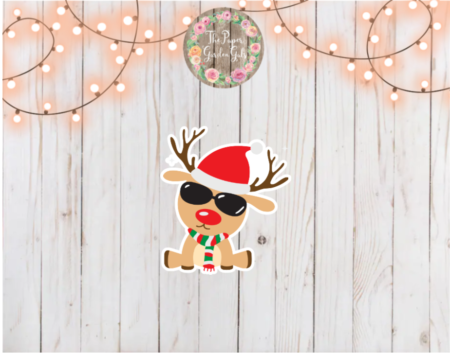 Reindeer with Sunglasses Holographic Vinyl Sticker