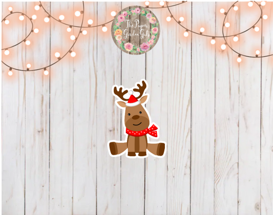 Reindeer with Scarf Holographic Vinyl Sticker