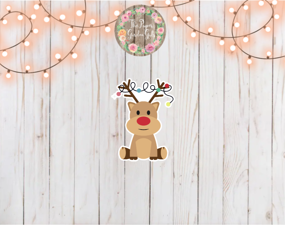 Reindeer with Lights Holographic Vinyl Sticker