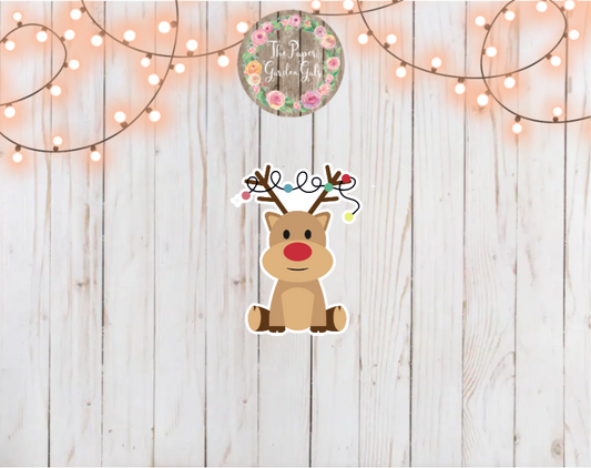 Reindeer with Lights Holographic Vinyl Sticker