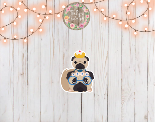 Hanukkah Pugs with Donuts Holographic Vinyl Sticker
