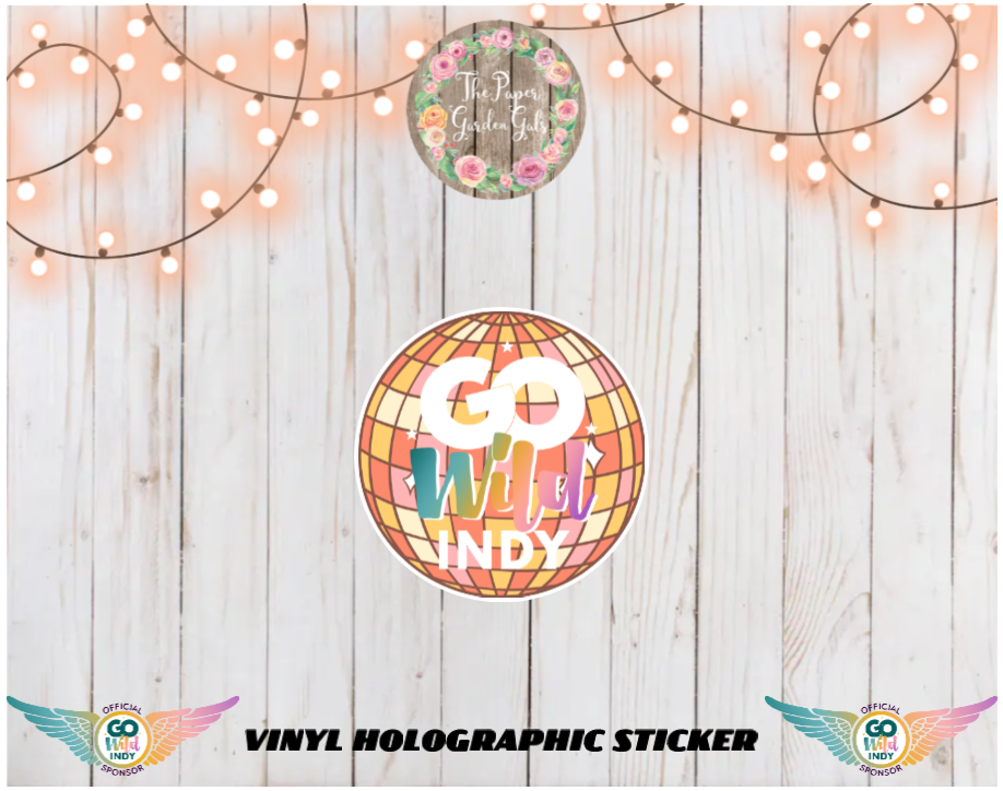 Go Wild Indy Disco Ball Vinyl Holographic Sticker