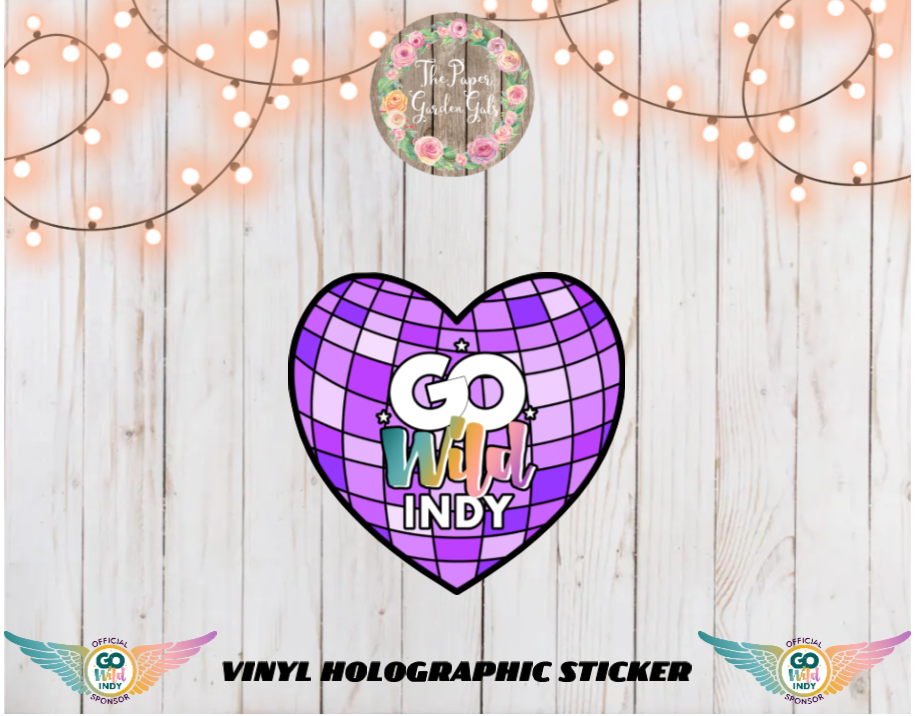 Go Wild Indy Disco Heart Vinyl Holographic Sticker