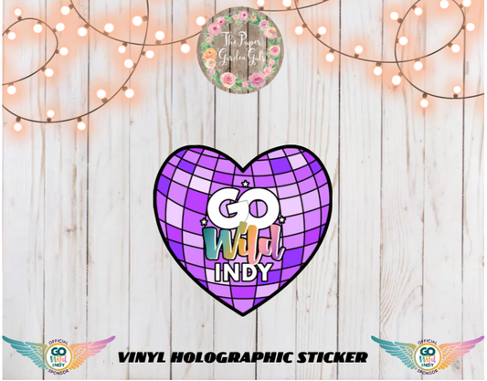 Go Wild Indy Disco Heart Vinyl Holographic Sticker