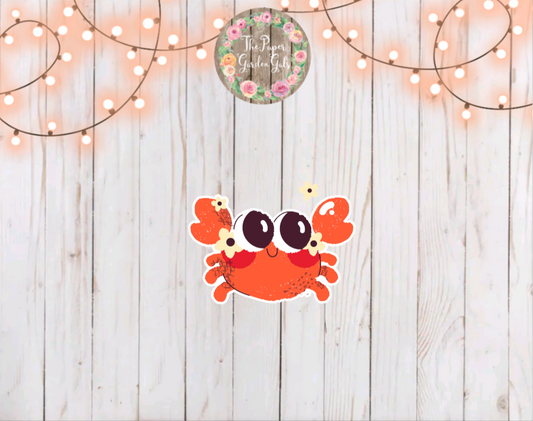 Crab Holographic Vinyl Sticker (White Background)