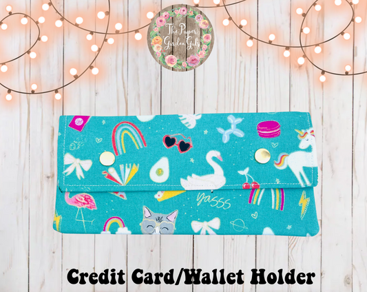 Party Fun Snap Fabric Closure Credit Card/Wallet Holder