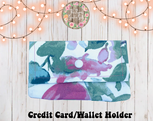 Floral Snap Closure Fabric Credit Card/Wallet Holder