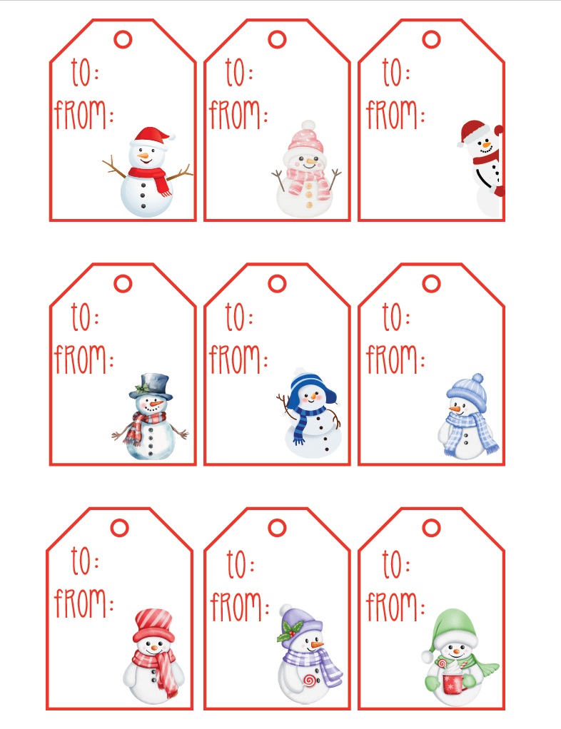 Christmas Snowmen Printable Gift Tags