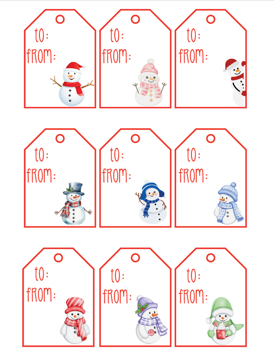 Christmas Snowmen Printable Gift Tags
