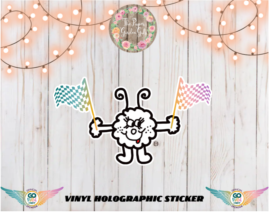 Squiggly with Flags - Go Wild Indy - Vinyl Holographic Sticker