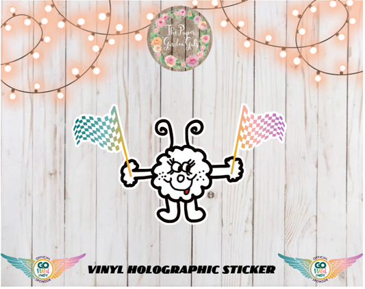 Squiggly with Flags - Go Wild Indy - Vinyl Holographic Sticker
