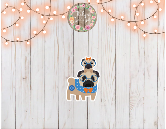 Hanukkah Pugs Holographic Vinyl Sticker