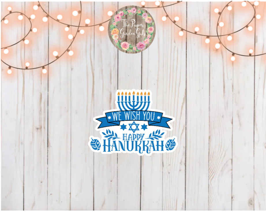 We Wish You a Happy Hanukkah Holographic Vinyl Sticker